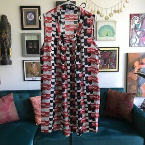 LOYAL HANA size L Maternity Red Black geometric Print Dress NWT Nursing Zippers